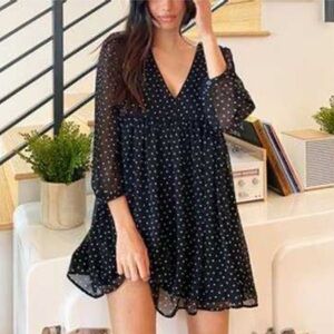 📌 Aritzia Sunday Best Jinx Babydoll Polka Dot Dress